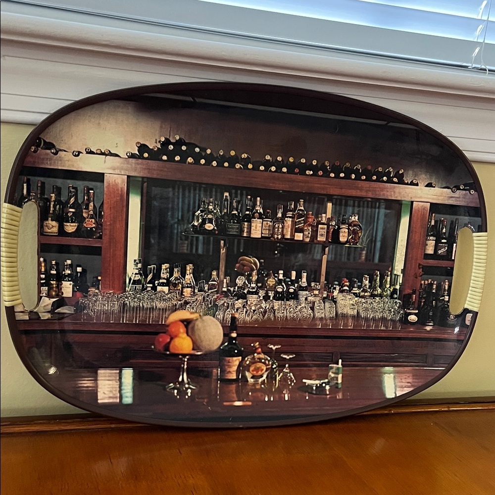 Elegant Bar Scene Serving Tray